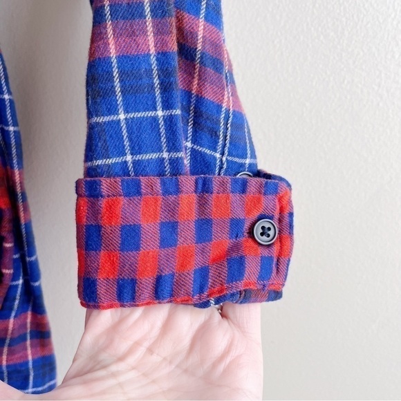J.Crew Flannel Shirt Dress with‎ Pockets in Red & Blue Plaid, Size XS - Picture 8 of 14